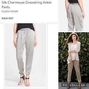 Eileen Fisher Silk Charmeuse Drawstring Pants
